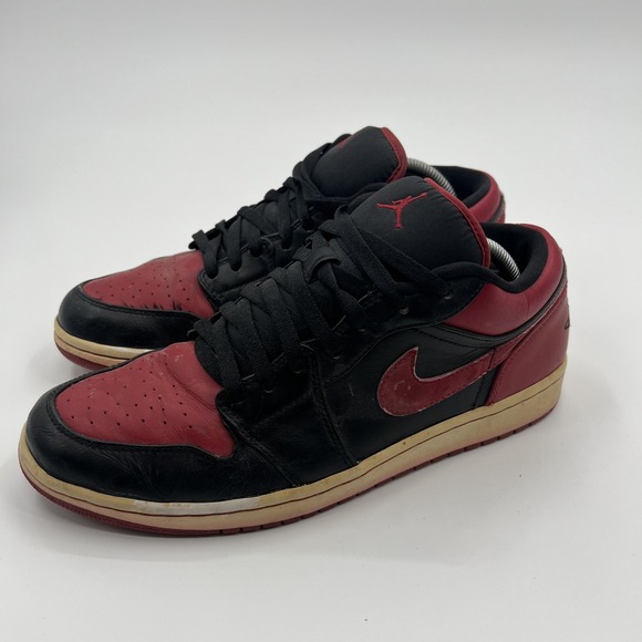 Jordan 1 Low Phat Low Bred Shoes Size 10.5 Black Varsity Red Sneakers 338145 061 - Picture 4 of 15